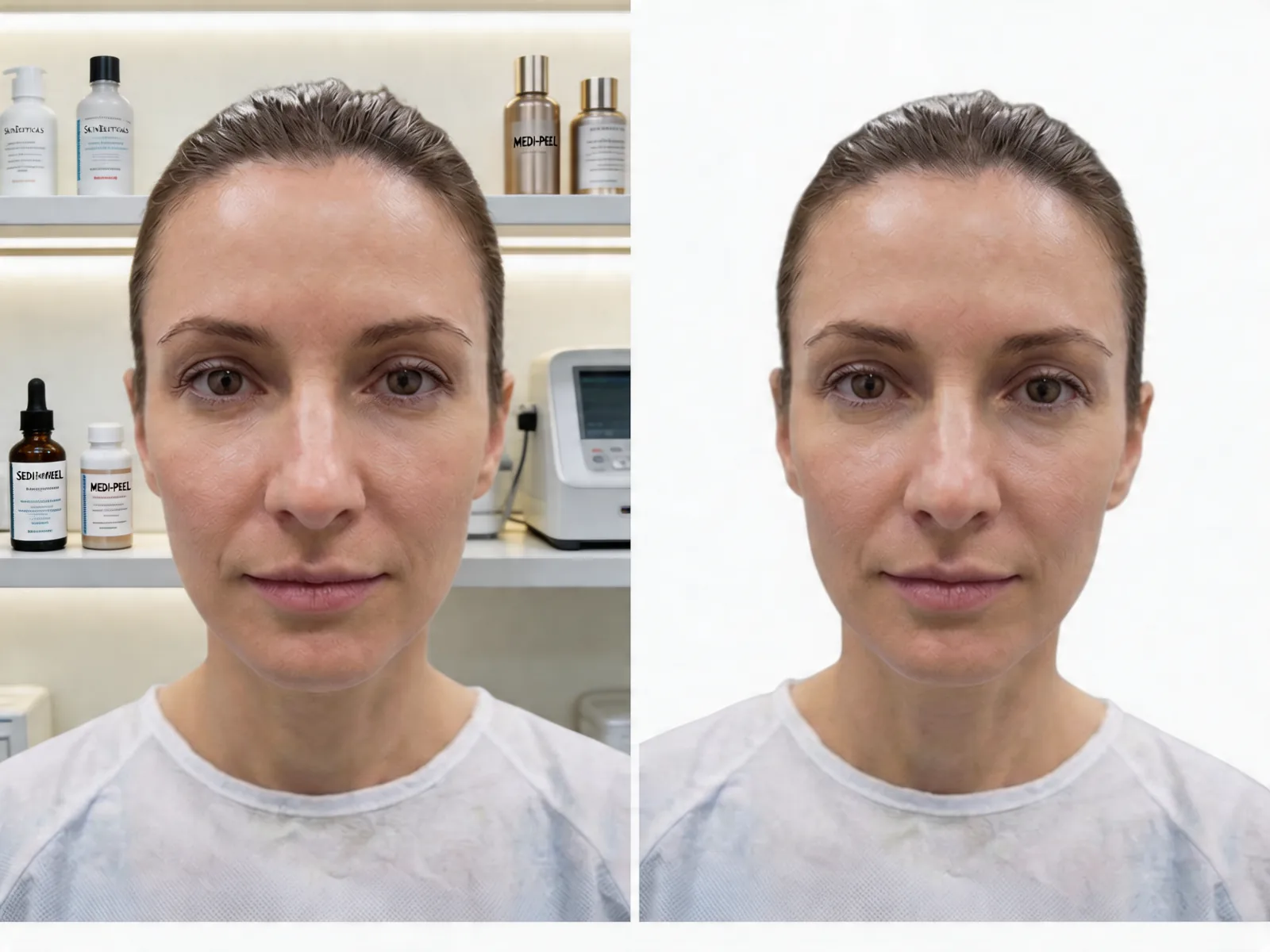Before and after background removal: cluttered clinic room vs clean isolated subject